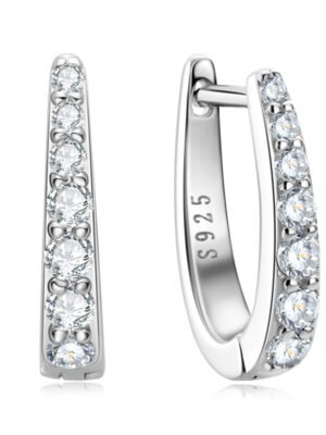 Moissanite D-Shape Huggie Earrings