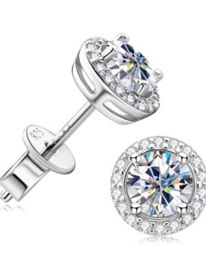 Moissanite Halo Studs